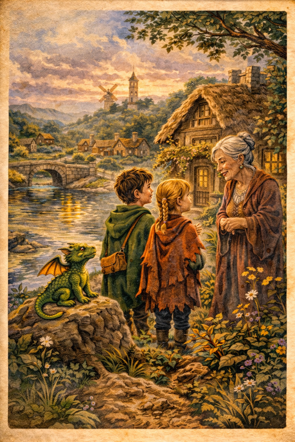 Children meeting a village elder