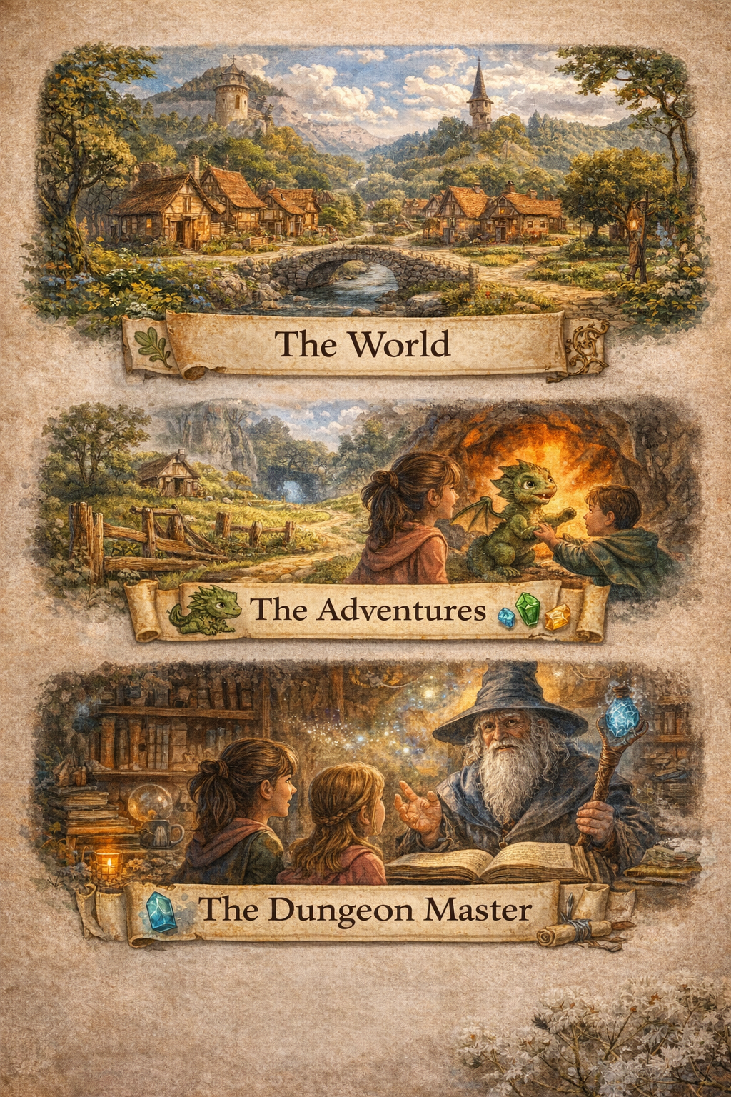 The World, The Adventures, The Dungeon Master